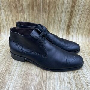 John Varvatos Chukka Boots Men's Size‎ 7.5 Black Desert Shoes Leather Brogue